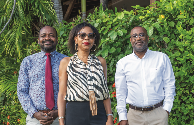 Didier Fitte-Duval, président, Janick Fonsat, directrice de Transitions Pro Martinique et Jean-Michel Symphor, vice-président du conseil d’administration de Transitions Pro Martinique